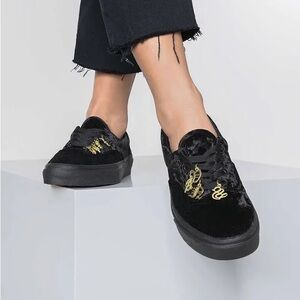 Vans Black Velvet Sneakers with Gold Accents